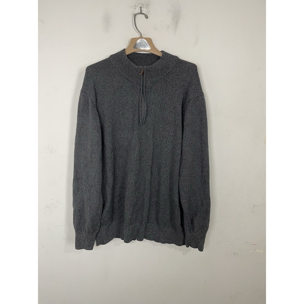 Oak Hill Mens Sweater 3XL 1/4 Zip Pullover Grey Cotton Dad Fall Classic Knit‎